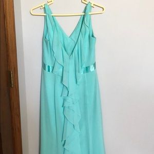 Aqua Bridesmaid Ruffle-Back Dress